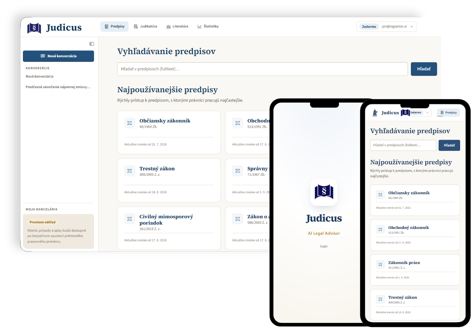 Judicus.eu – hybrid legal AI on desktop and mobile