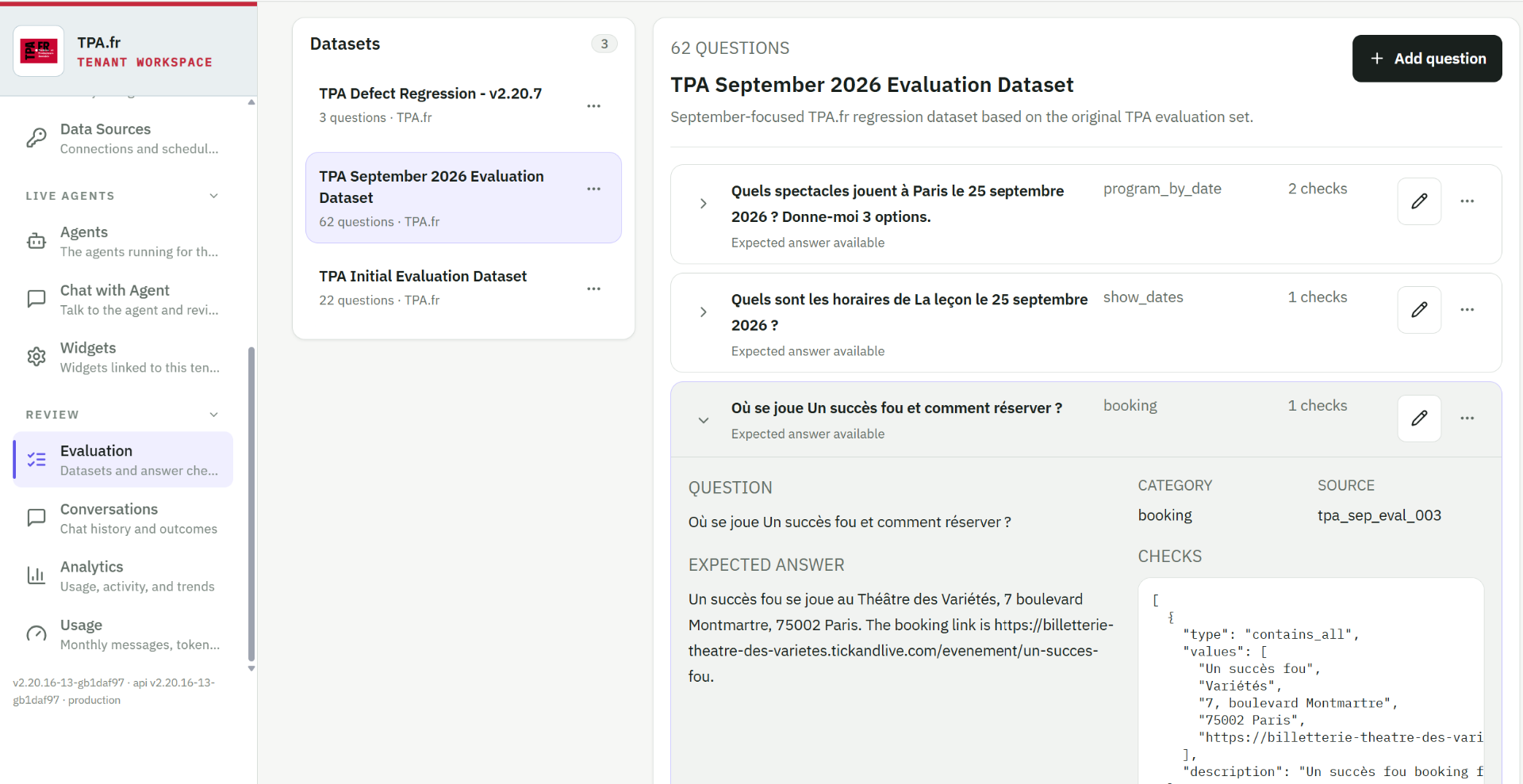 The Ragsense evaluation datasets with questions and expected answers